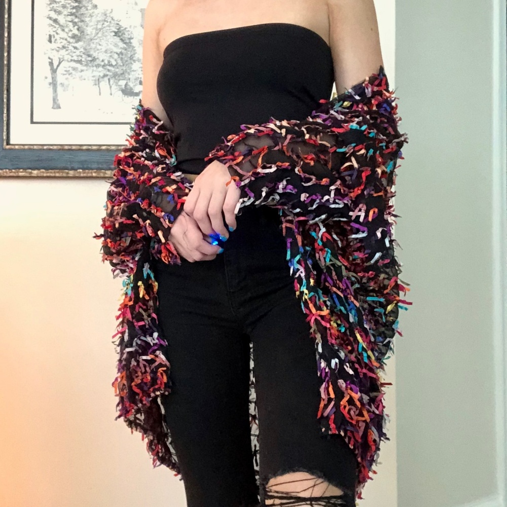 RARE Vintage Oscar de la Renta Rainbow Silk Coat